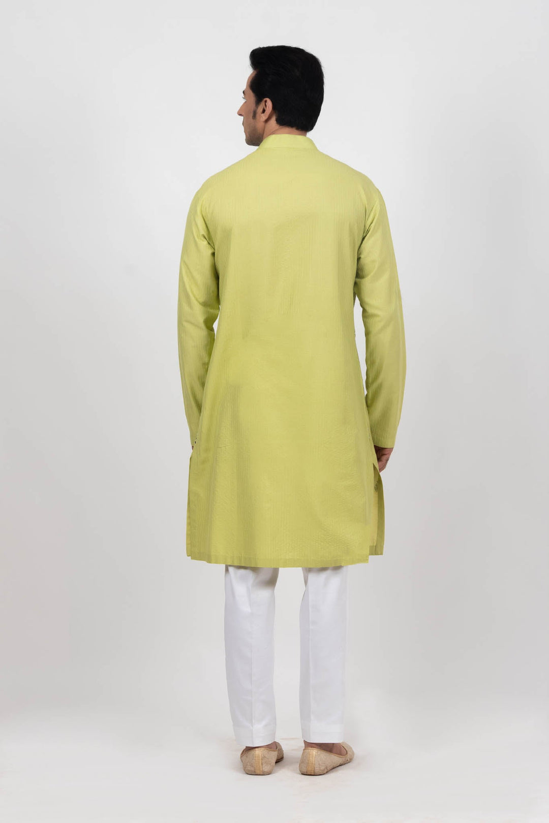 Lemon Green Mirror Embroidered Kurta Set