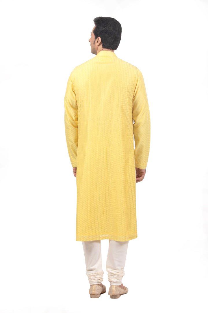 Yellow Heavy Mirror Embroidered Kurta Set