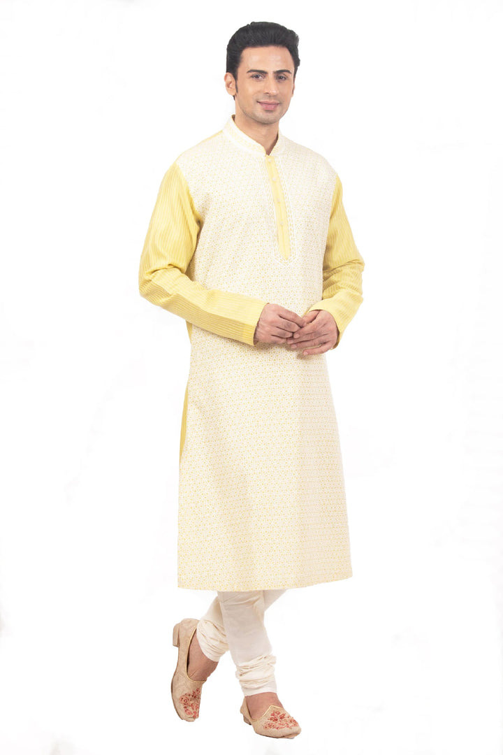 Yellow Lazer Cut Kurta Set