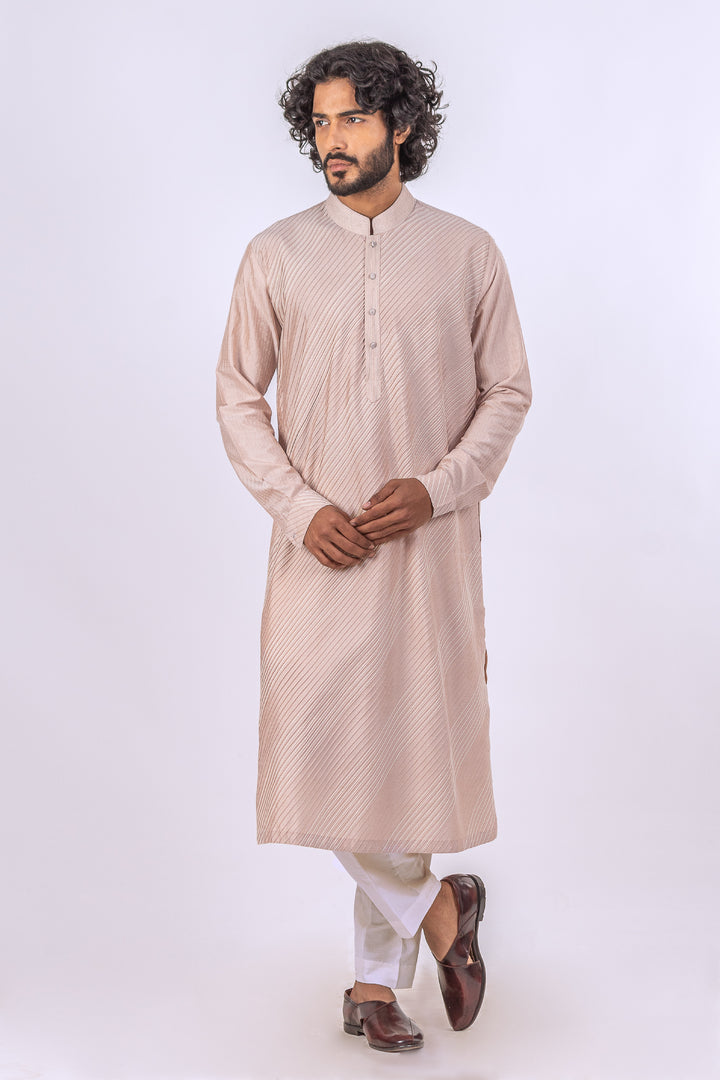 LIGHT PINK DIAGONAL PINTUCK KURTA (only kurta)