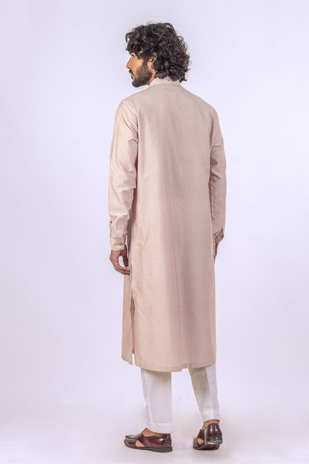 LIGHT PINK DIAGONAL PINTUCK KURTA (only kurta)