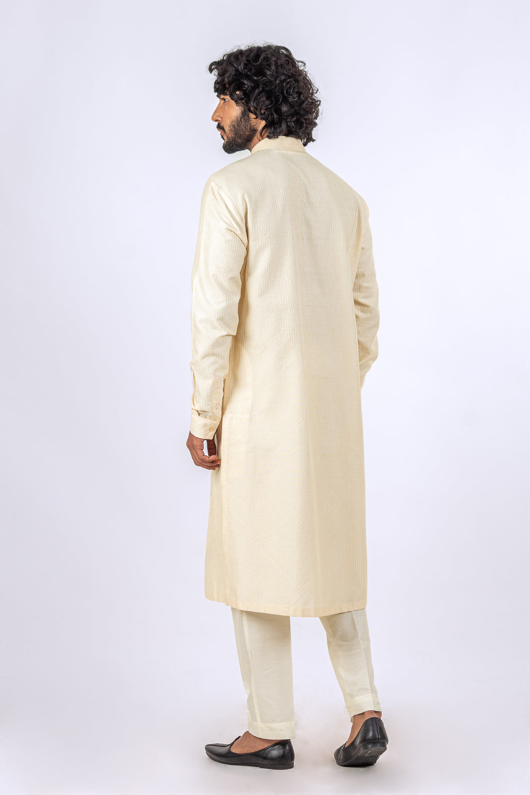 CREAM ALLOVER DHAGAI  KURTA (only kurta)