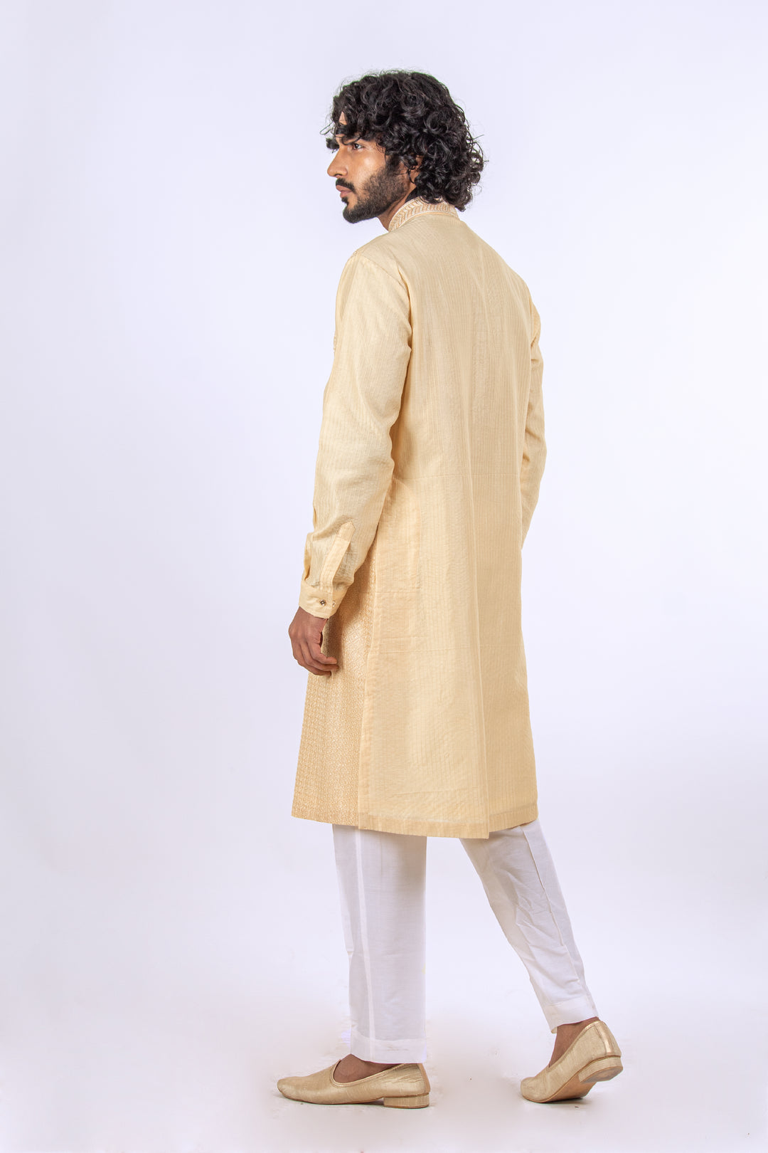 LIGHT PEACH ALLOVER MACHINE EMBROIDERY KURTA