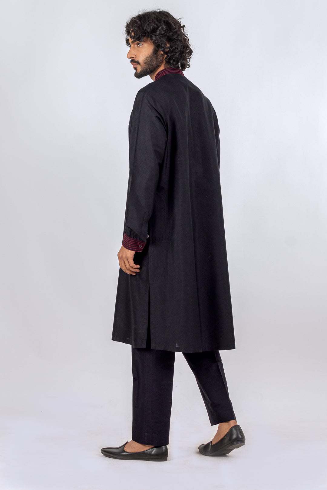 BLACK FINE PINTUX NECK LINE KURTA