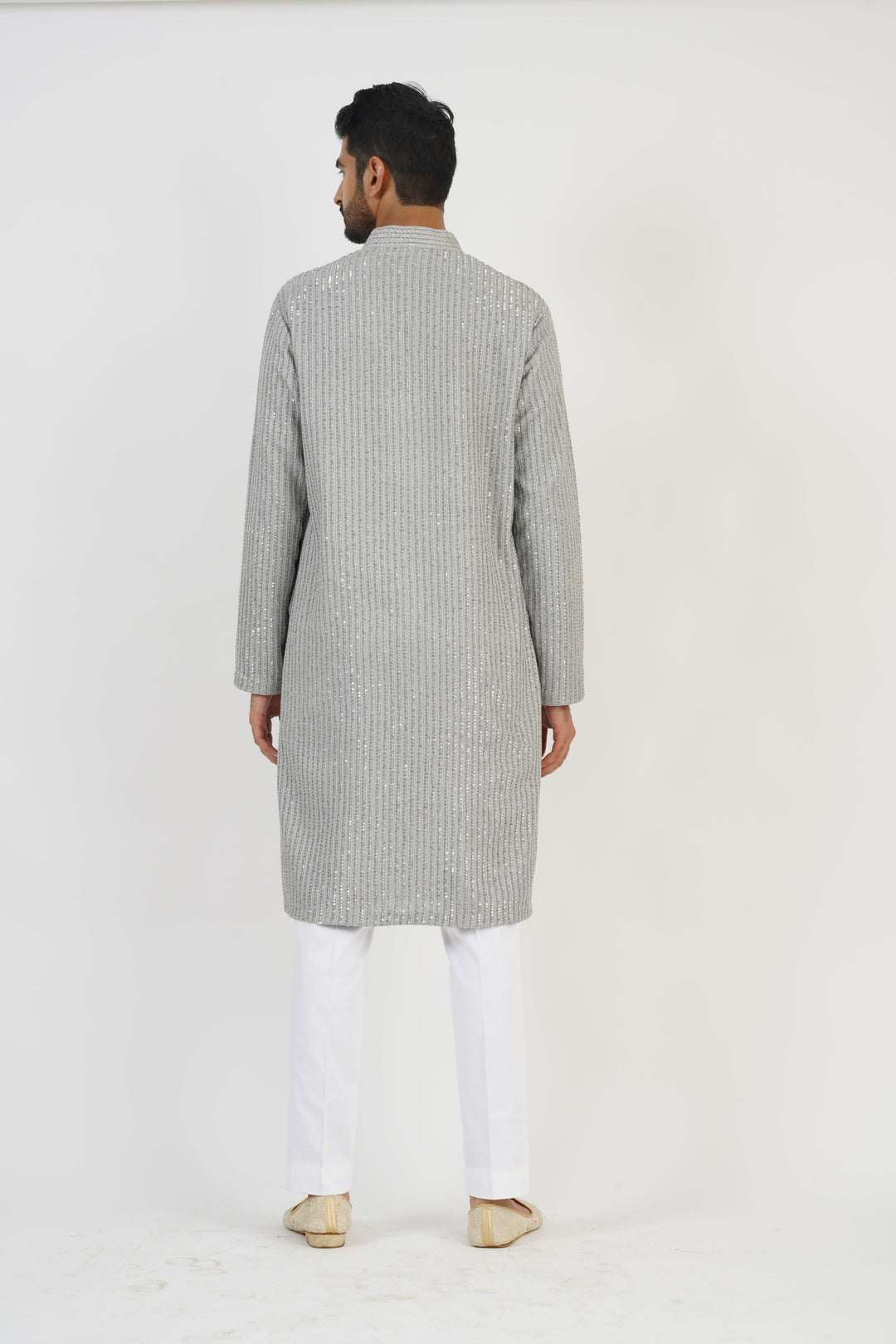 Grey Sequined Kurta Set