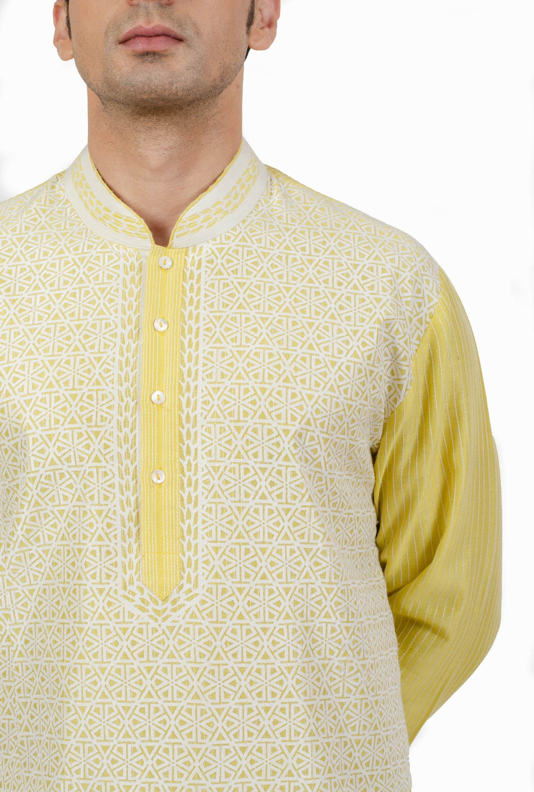 Yellow Lazer Cut Kurta Set