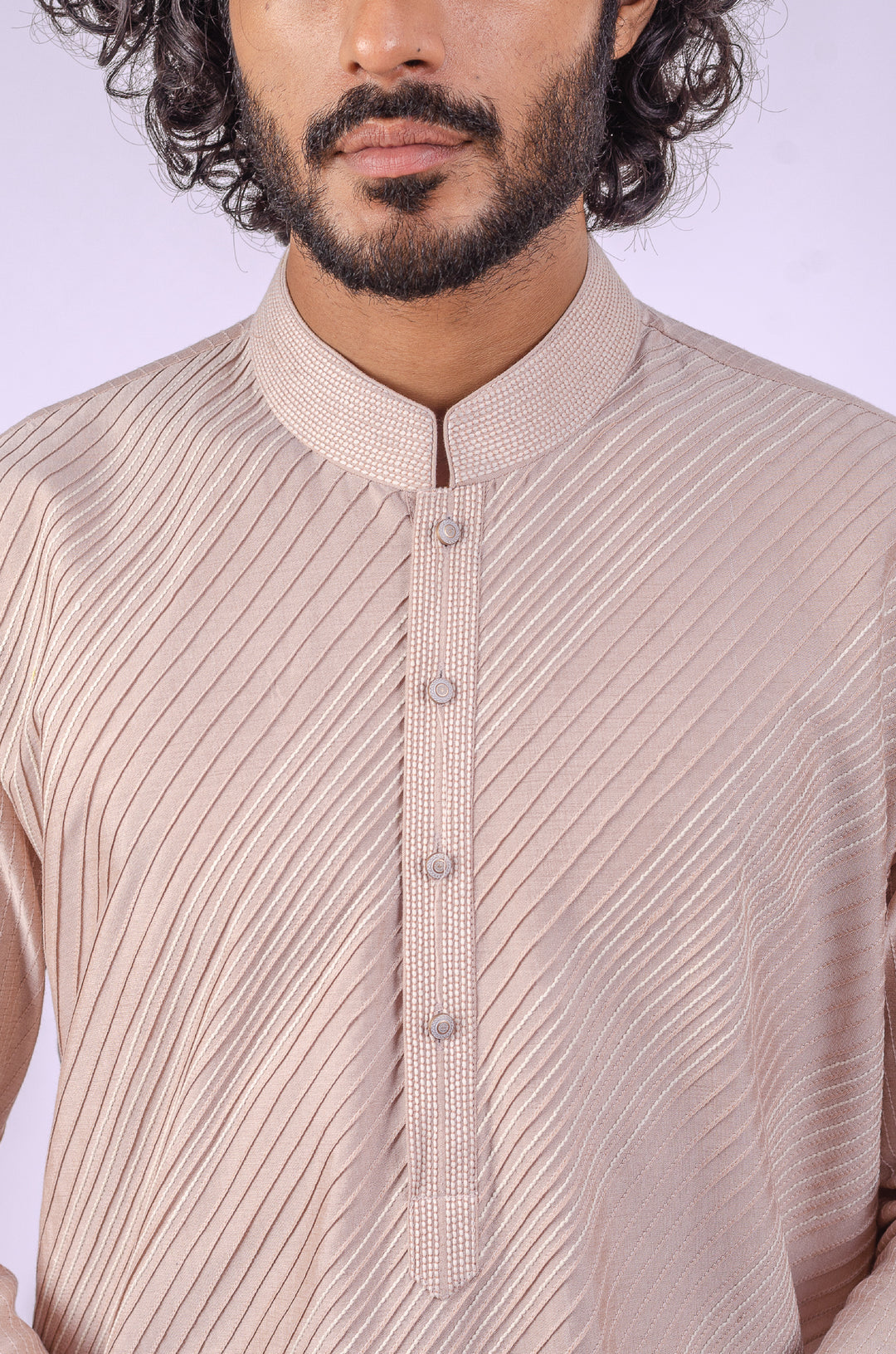 LIGHT PINK DIAGONAL PINTUCK KURTA (only kurta)