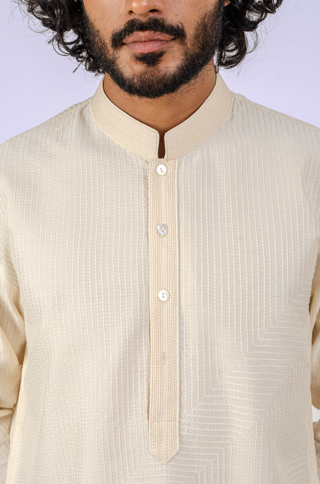 CREAM ALLOVER DHAGAI  KURTA (only kurta)