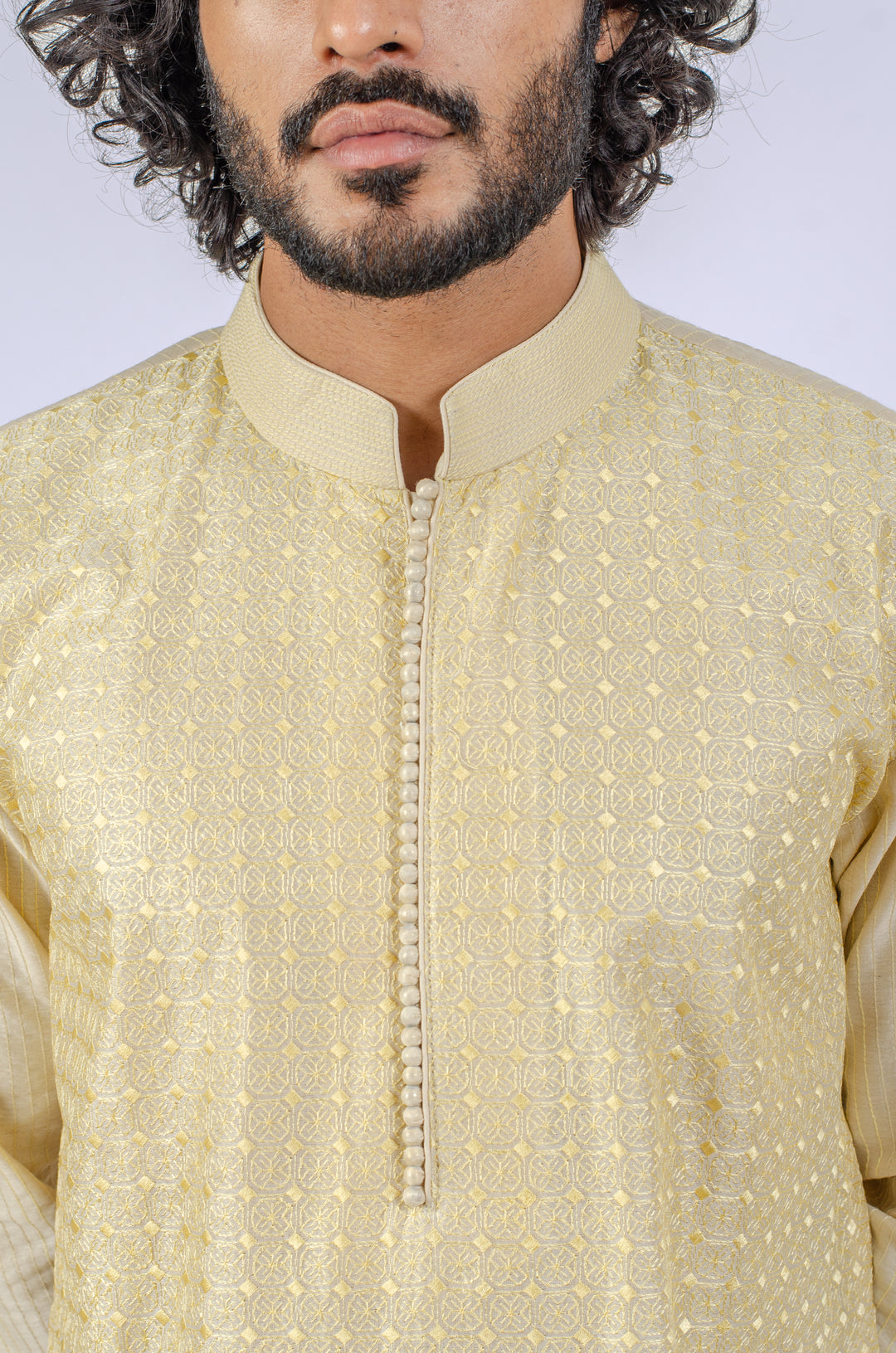 LIGHT YELLOW ALLOVER MACHINE EMBROIDERY (only kurta)