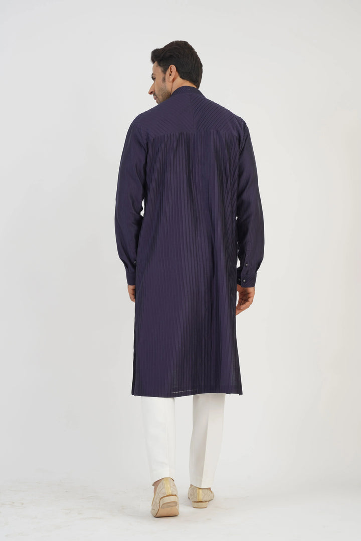 Navy Pleated Kurta Set