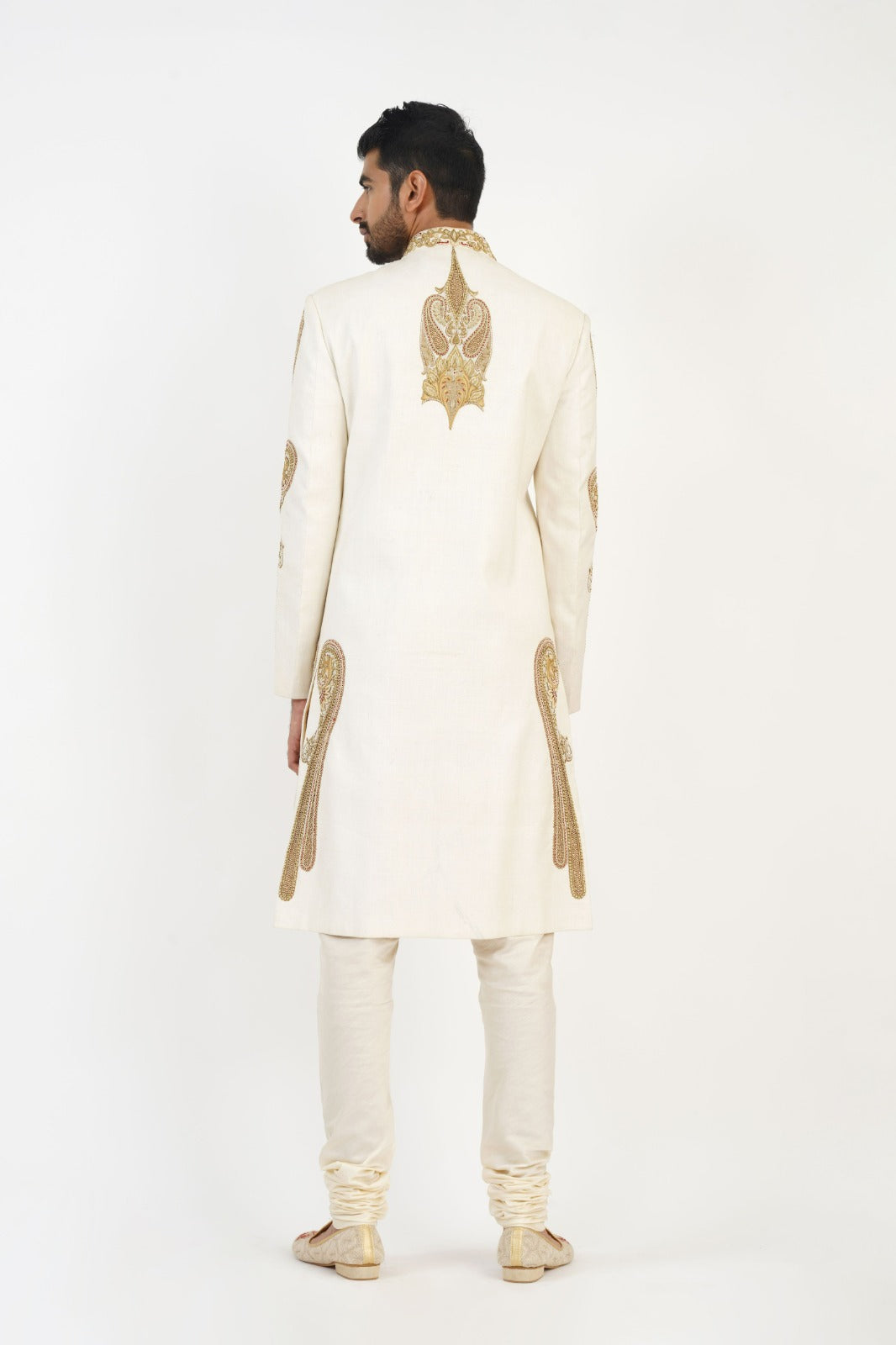 Ivory Hand Embroidered Sherwani