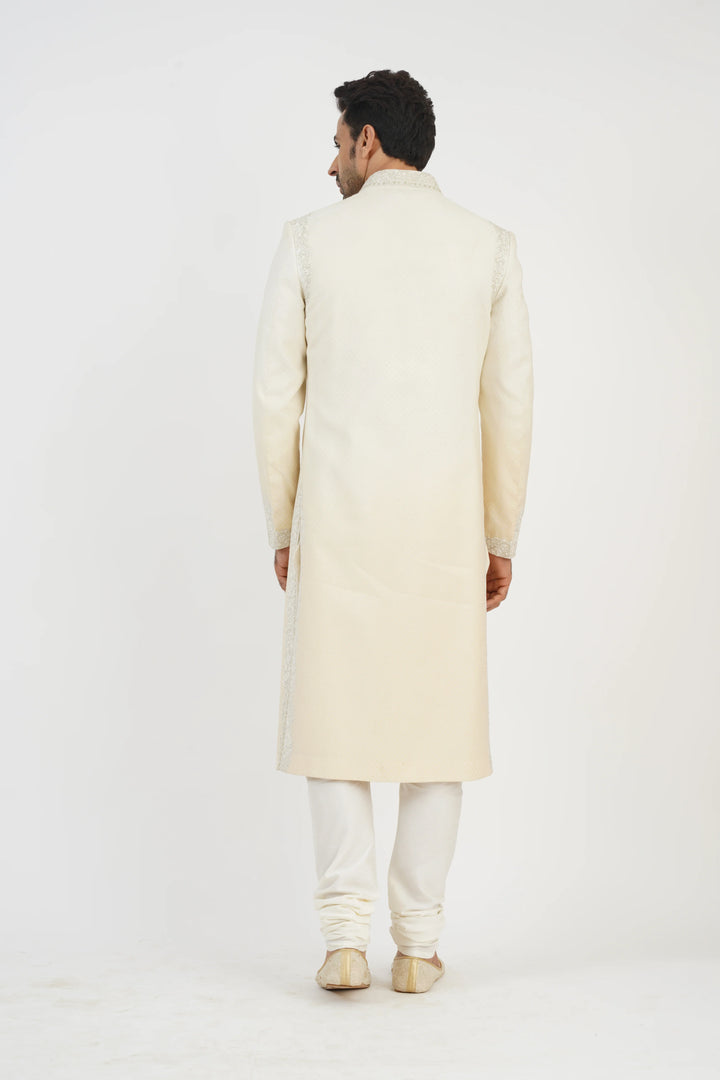 Ivory Shaded Sherwani Set with Yoke Detailing