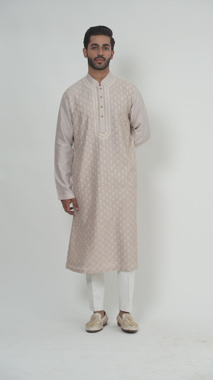 Light Pink Jaal Embroidered Kurta Set