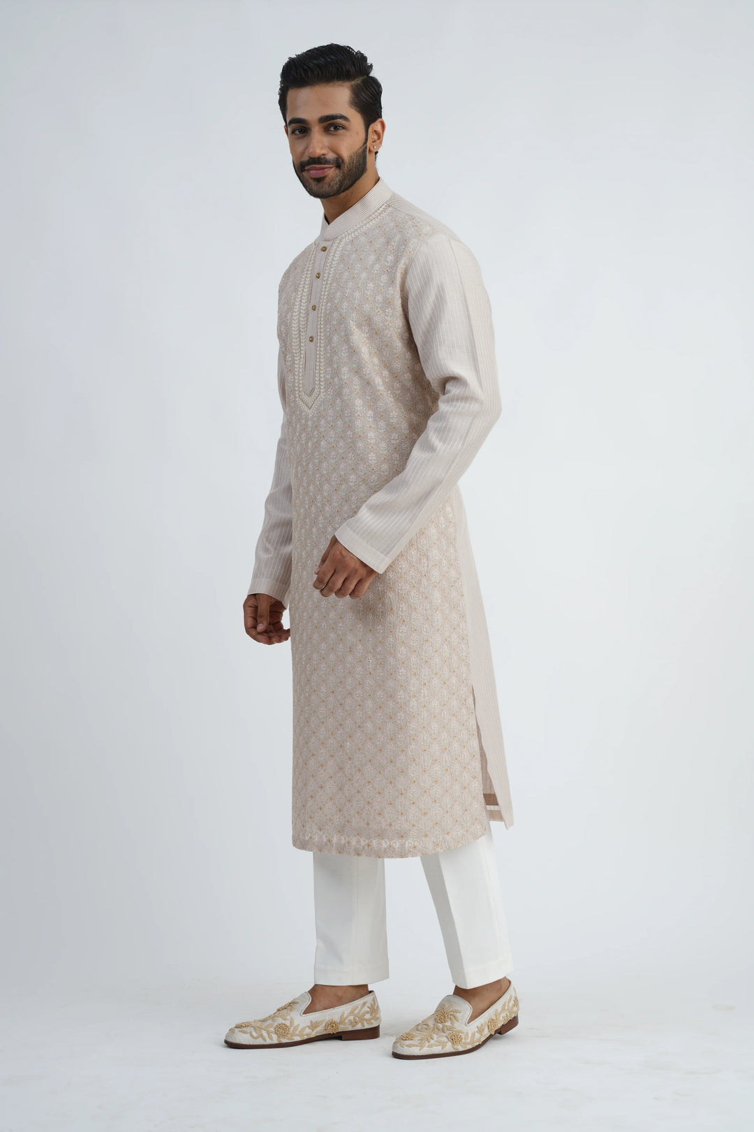 Light Pink Jaal Embroidered Kurta Set